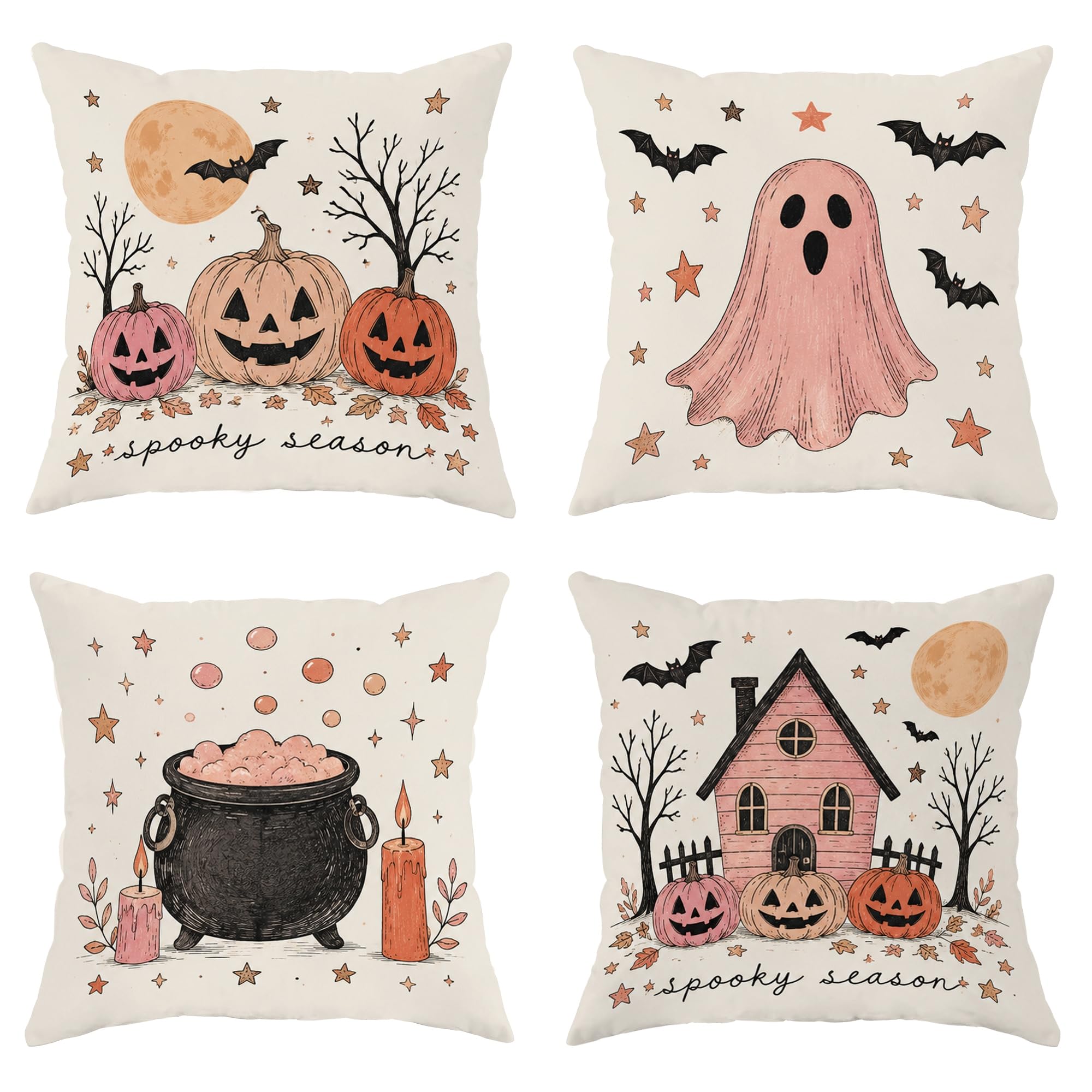 Housses de coussin en velours 55,9 x 55,9 cm motif Halloween orange