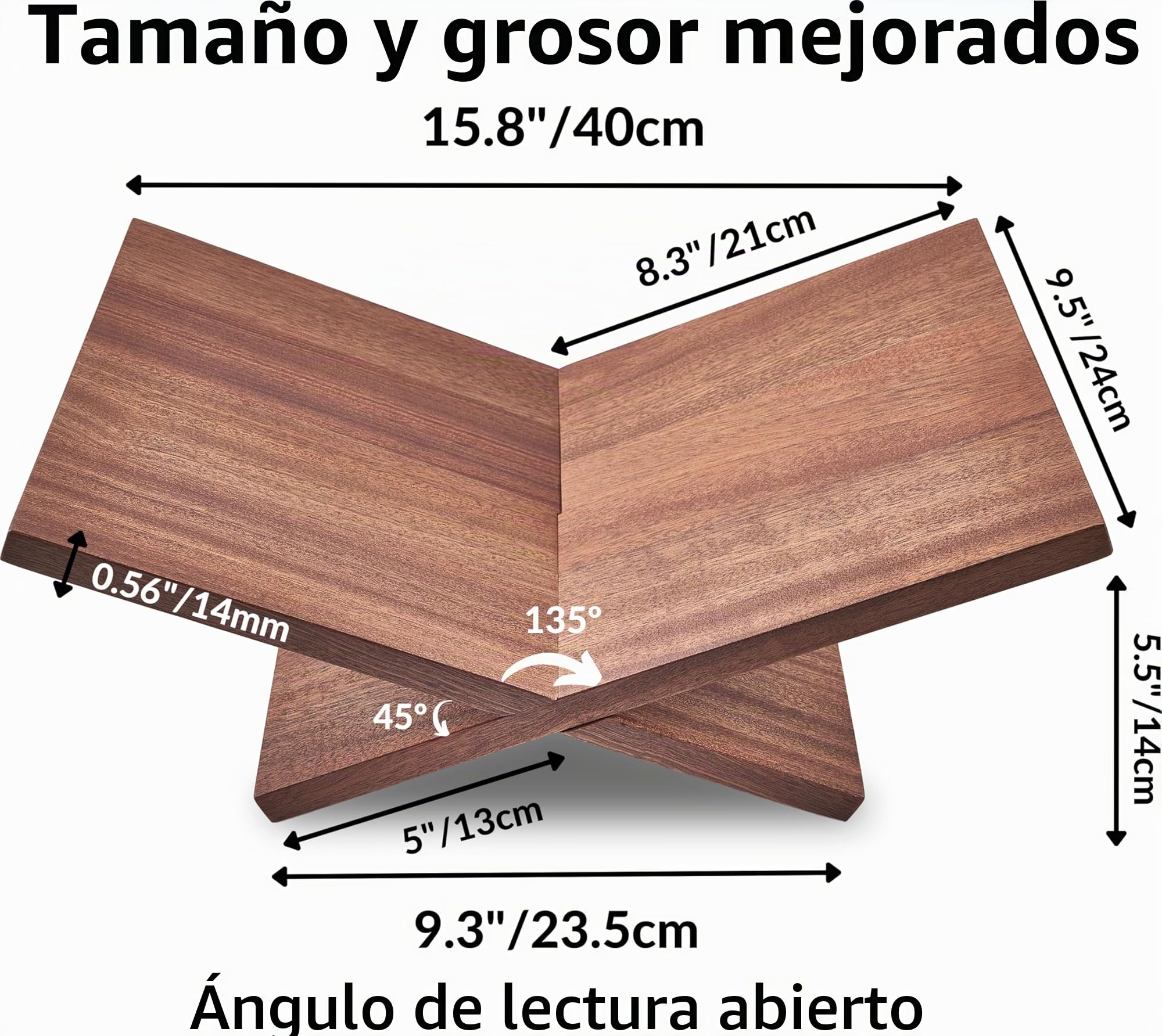 Honygebia Atril para Libros Madera Maciza - Soporte Libros de Madera de Sapele Con Marco Cruzado, Atril Libros Abiertos para Exhibición y Lectura, Adecuado para Arte, Biblia, Cocina, Revista, Receta