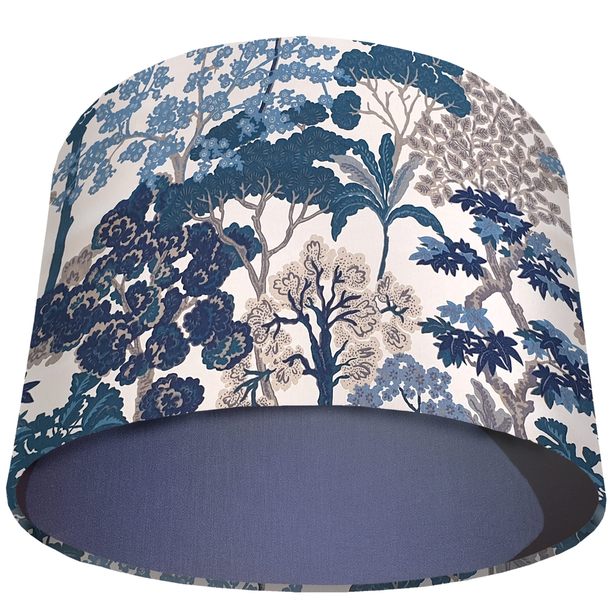 Blue Lampshade with Choice of Colour Lining, Country and Nature Themed Tree Design (Blue)