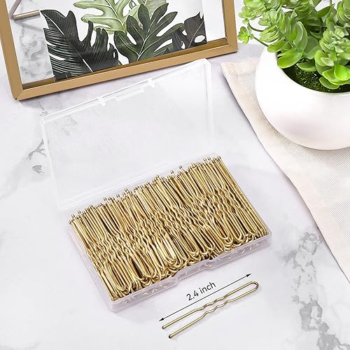 Miniatura 2 de BEoffer Horquillas para el cabello en forma de U, 200 unidades de horquillas onduladas para mujeres y niñas con caja para peinados franceses, pinzas