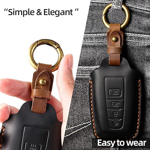 Miniatura 4 de OFFCURVE Funda de cuero para llave de automóvil de 34 botones, protector de llavero compatible con Toyota Camry Corolla Highlander RAV4 Avalon Prius