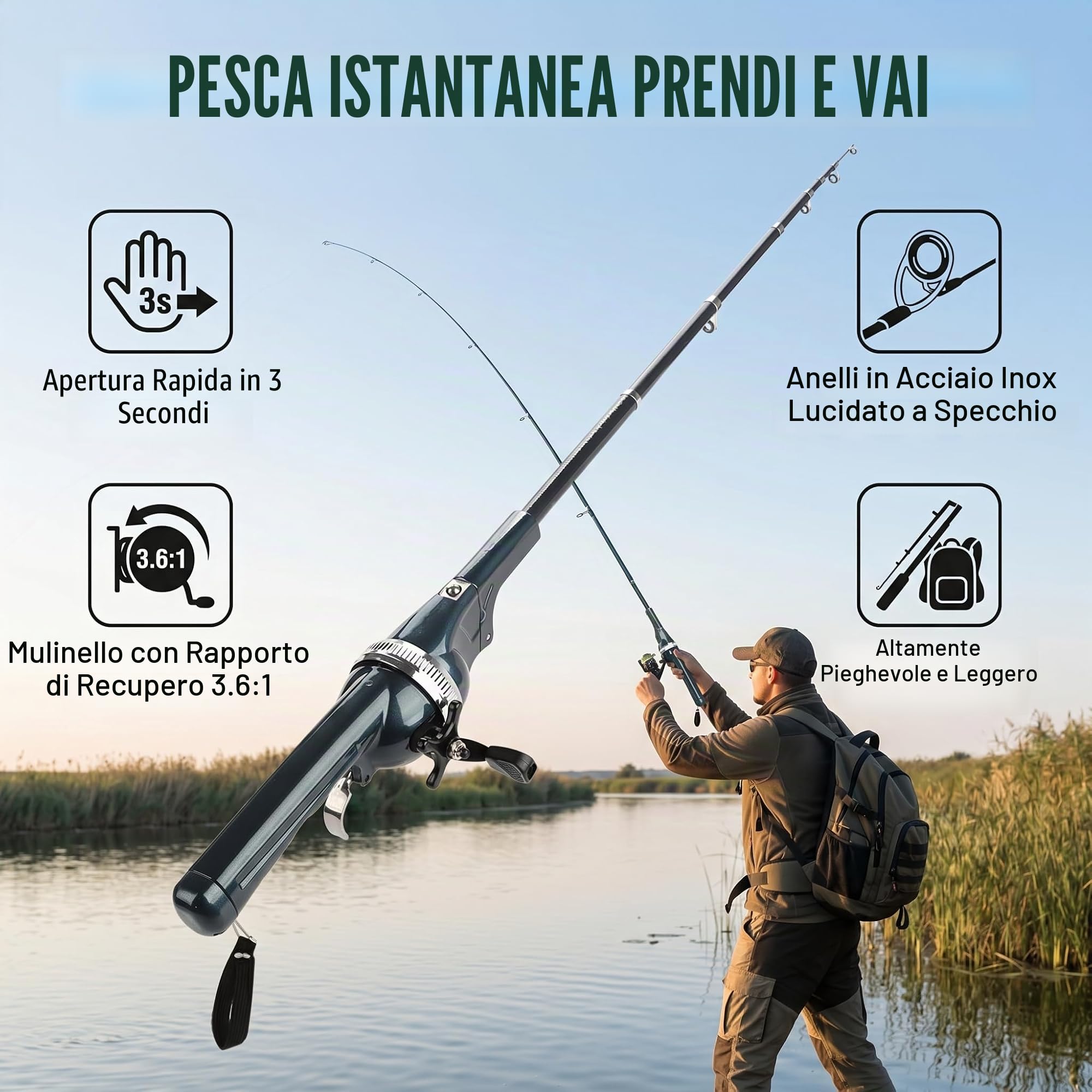 Canna da pesca e suoi accessori