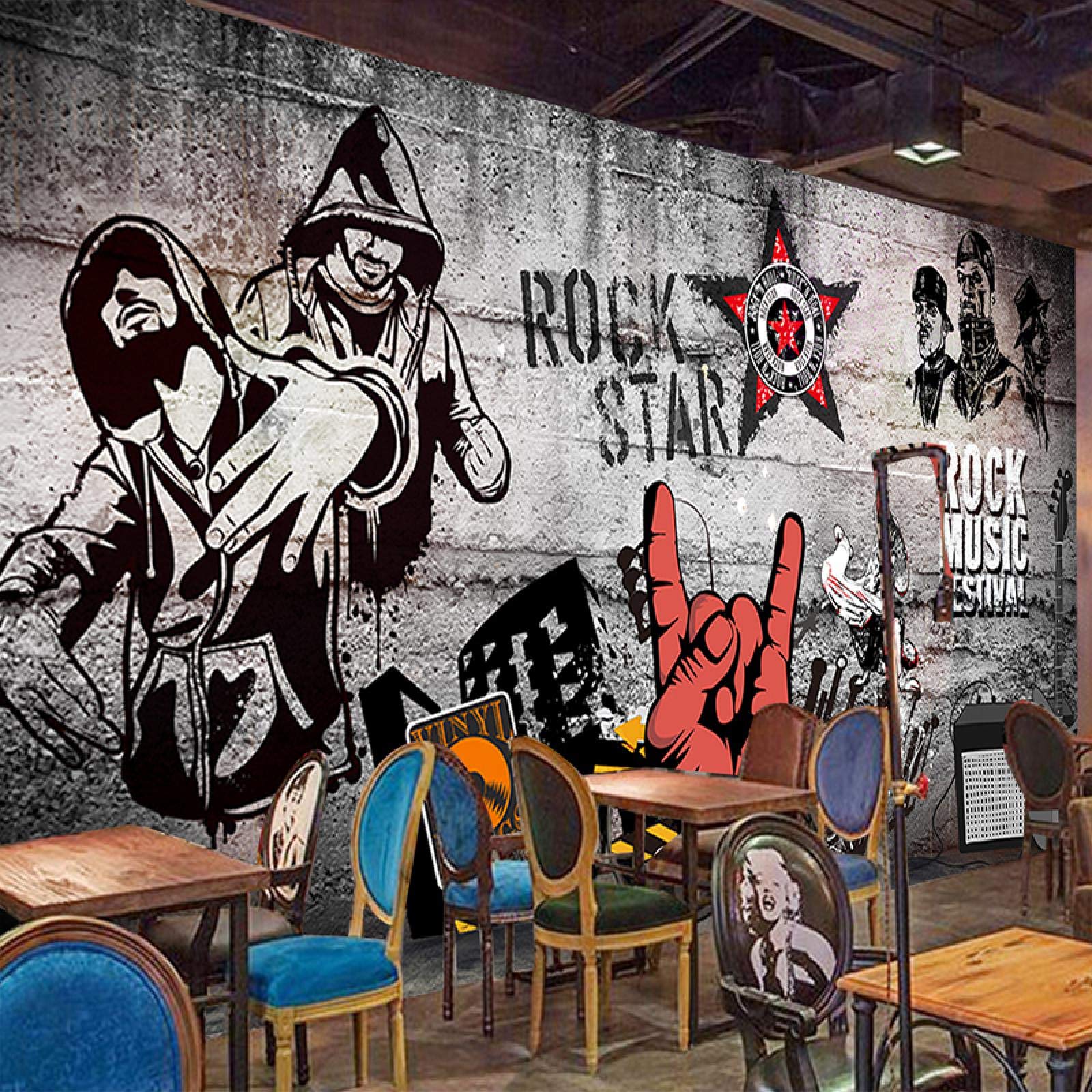 3D Soggiorno Carta Da Parati Moderna Rock Hip hop Murale KTV Musica Bar Sfondo Decorazione Della Parete Arte