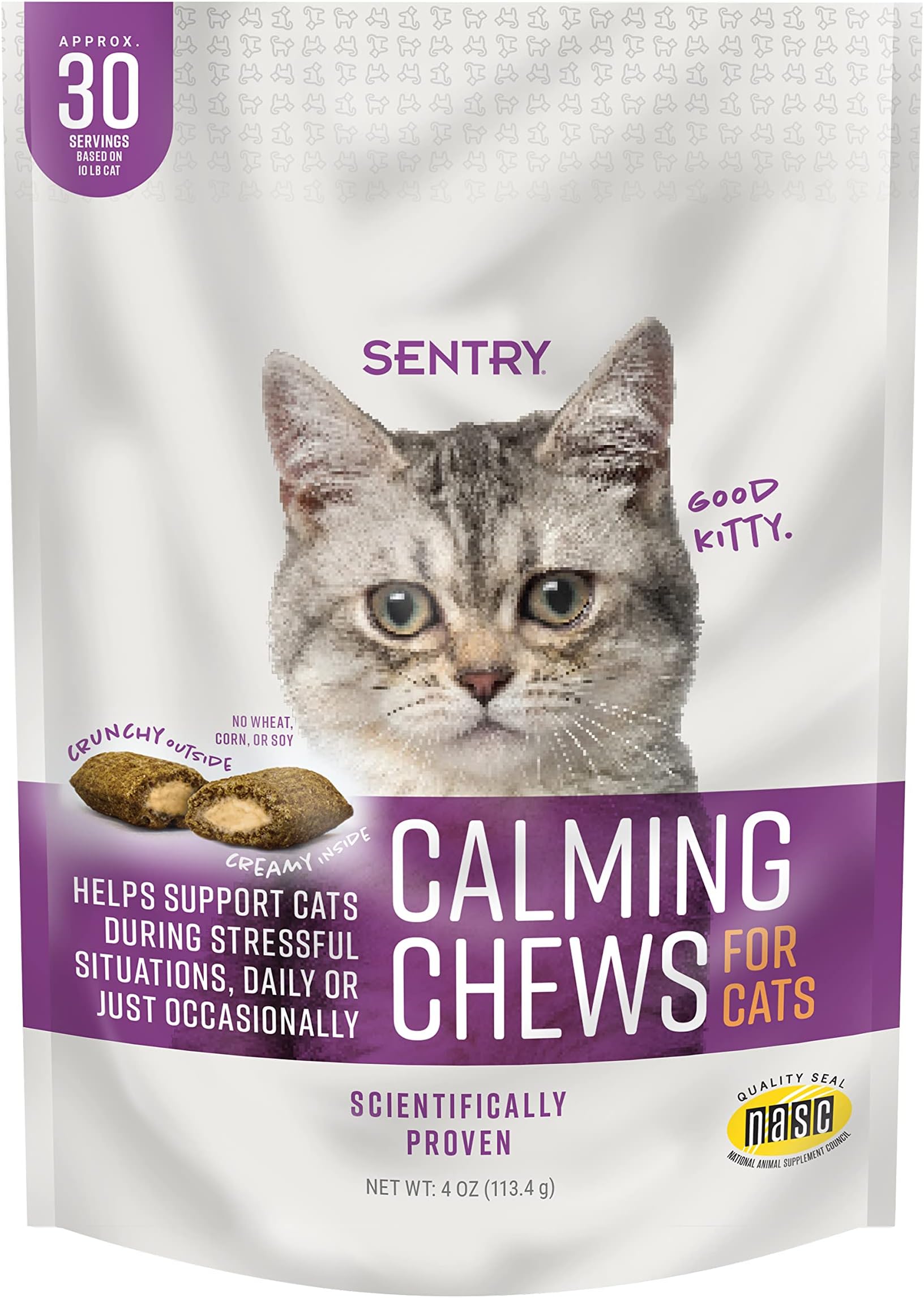 Sentry Calming Chews for Cats, Calming Aid Proven to Reduce Stress and Anxiety, Pheromones Prevent Unwanted Behaviors and Support Cats in Stressful Situations, 60 Count