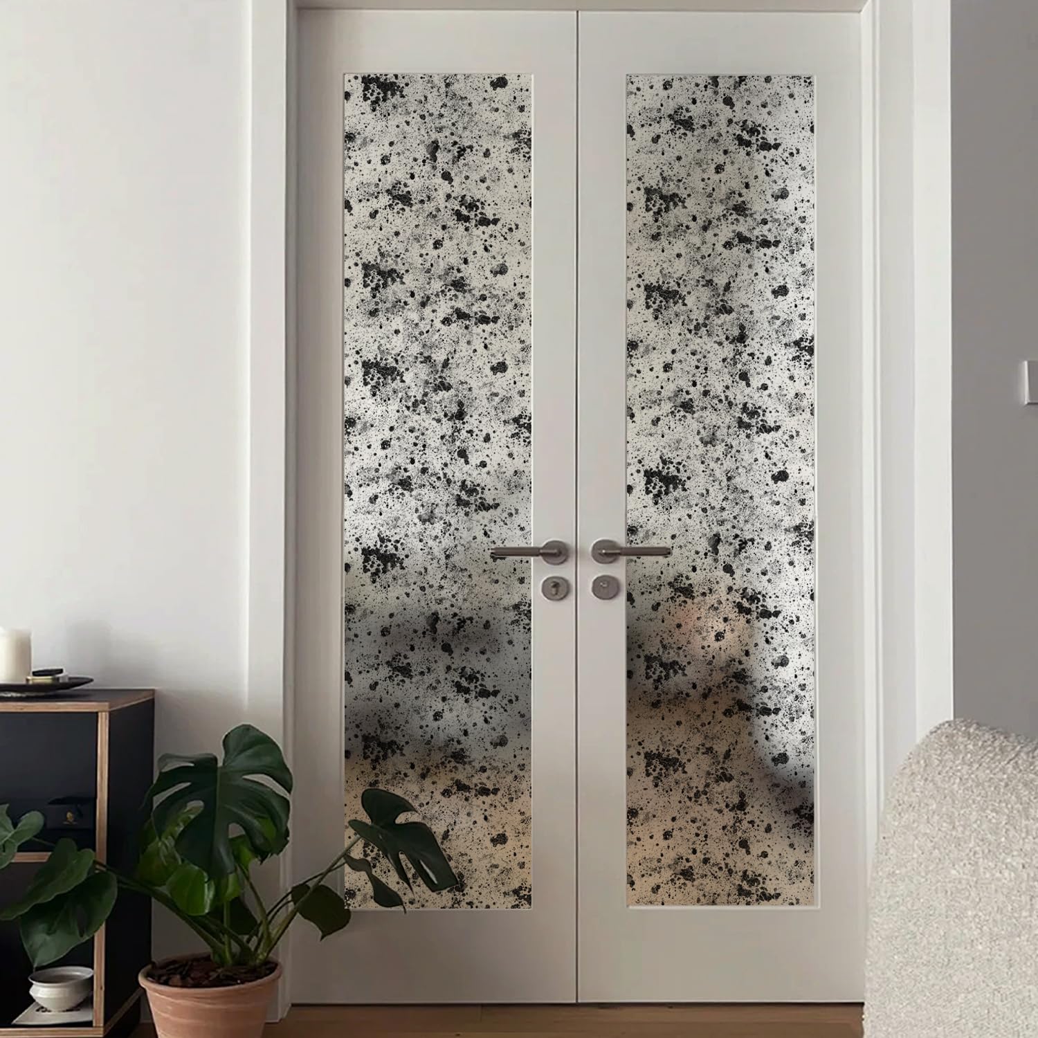 ChicSkin Self-Adhesive Window Film Decorative, Double Sided Window Film Privacy, Door Covering Decal for Home Residential, Black Speckled 30x300cm