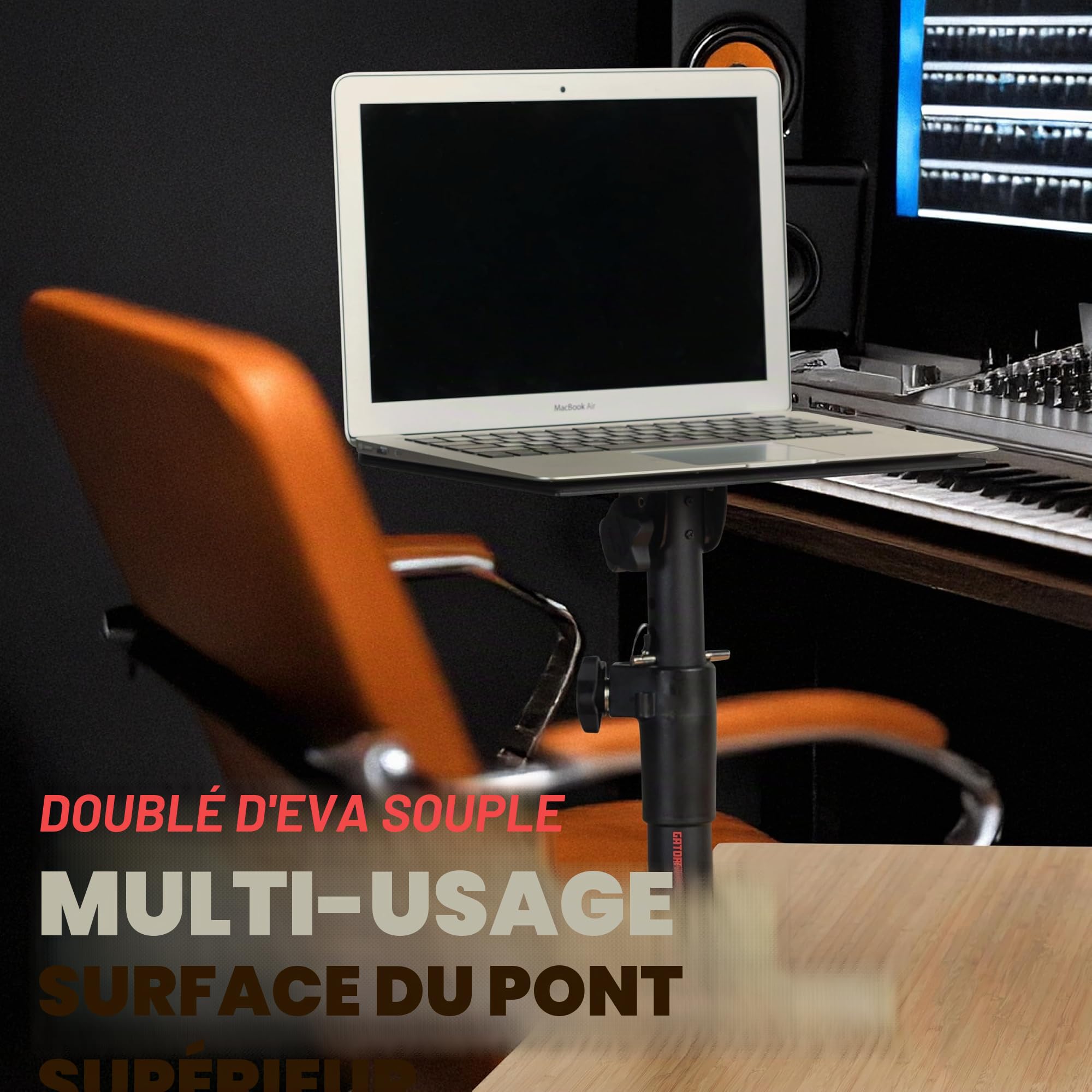 Gator Frameworks Supports de Bureau à Pince pour Moniteur de Studio et Haut-Parleur avec Surface rembourrée en Mousse EVA, Angle réglable de 0° à 15° – Lot de 2 (GFWSPKSTMNDSKCMP)