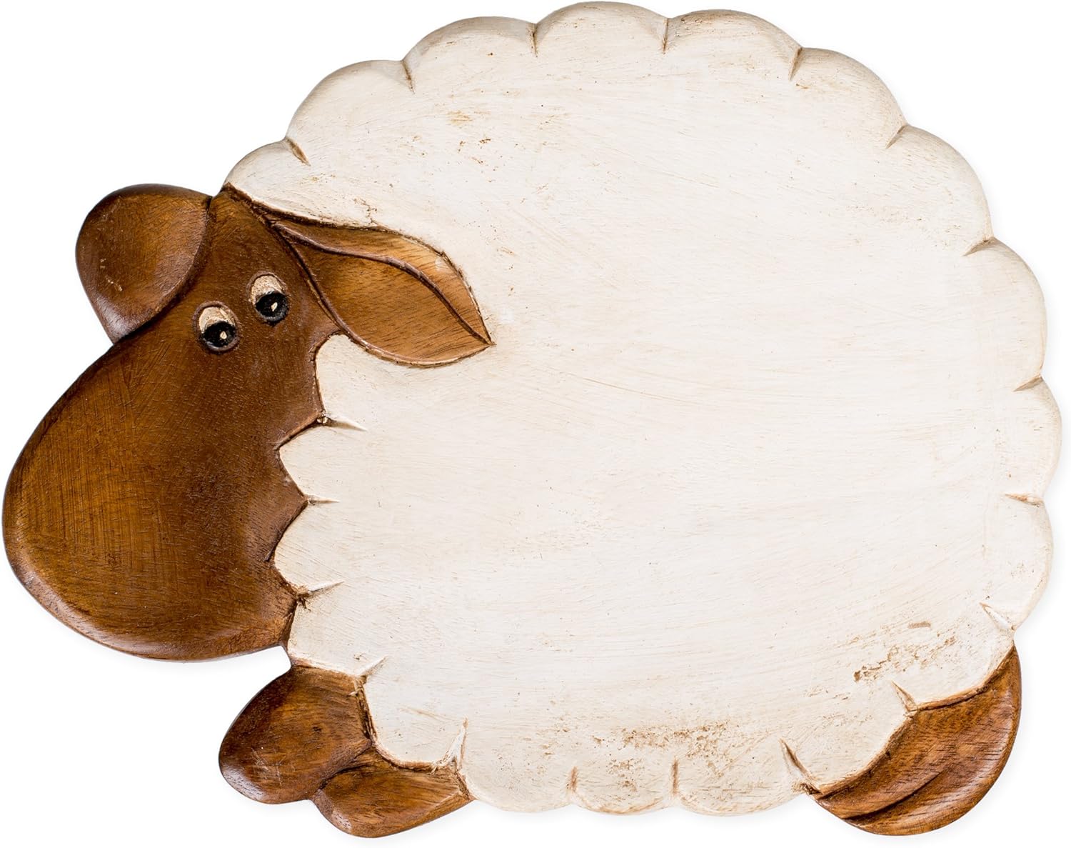 Sea Island Imports Sheep Design Hand Carved Acacia Hardwood Decorative Short Stool