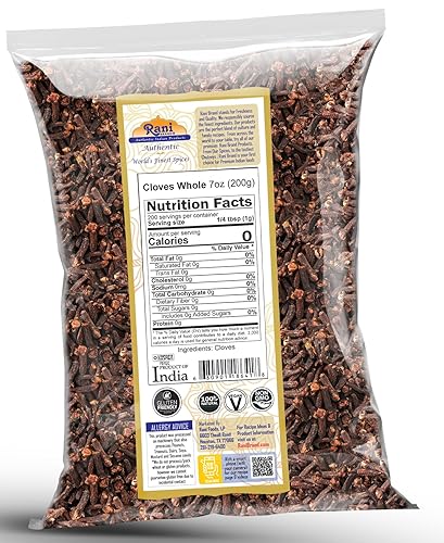 Miniatura 2 de Rani clavos enteros (lechada) 7 onzas (7.05 oz) ideal para alimentos, té, bolas de pomandro y popurrí, seleccionados a mano, especias  totalmente