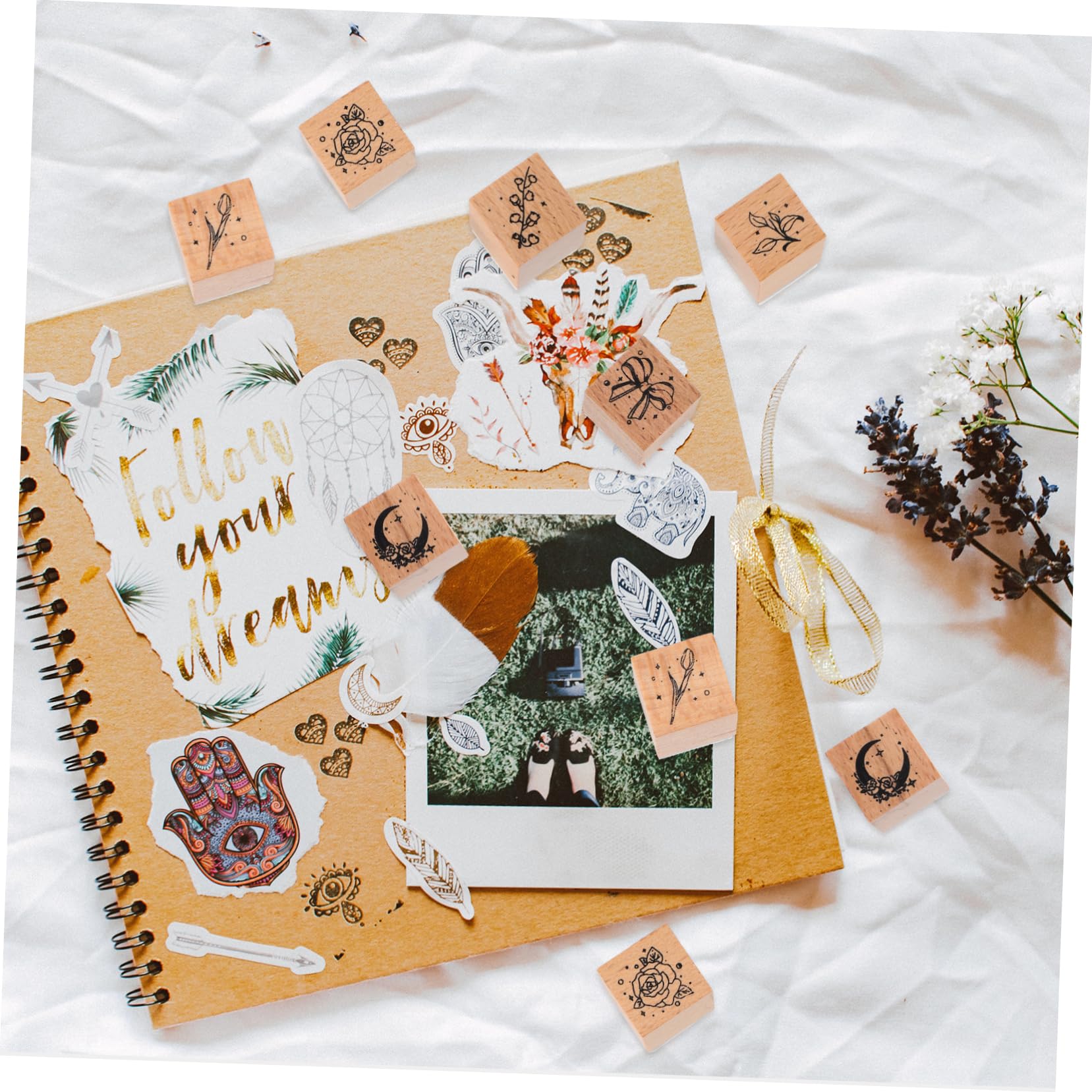 jojofuny 4 Set Timbri per Fiori Timbri Trasparenti Etichette Blocchi Decorativi per per per Scrapbooking per Lavoretti per Libri 16 Pezzi * 4