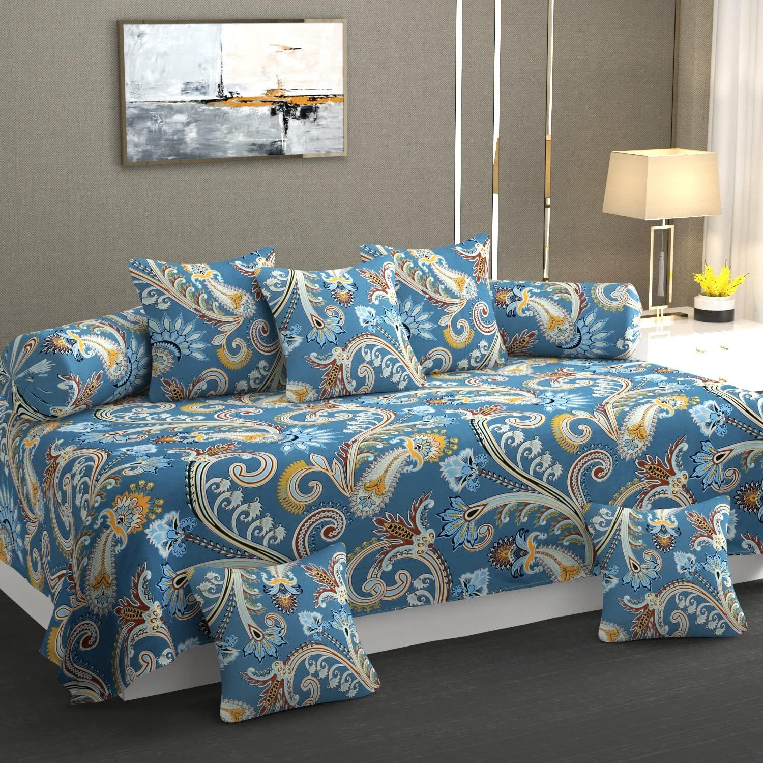 Polycotton Paisley Diwan Set (Blue, Multicolor)_BZ_dwn-3d-ambi-blue-image-47