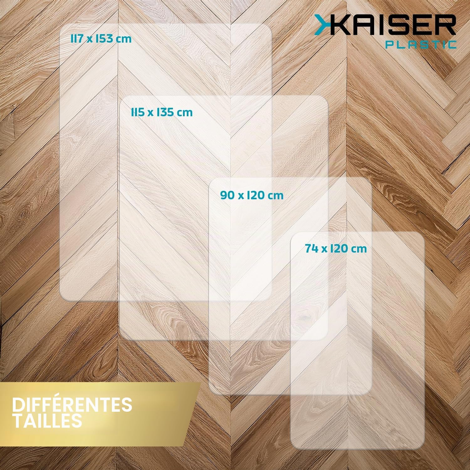 KAISER PLASTIC® Tapis de Protection de Sol | Made-in-Germany | pour sols durs | 90 x 120 cm | en Pet