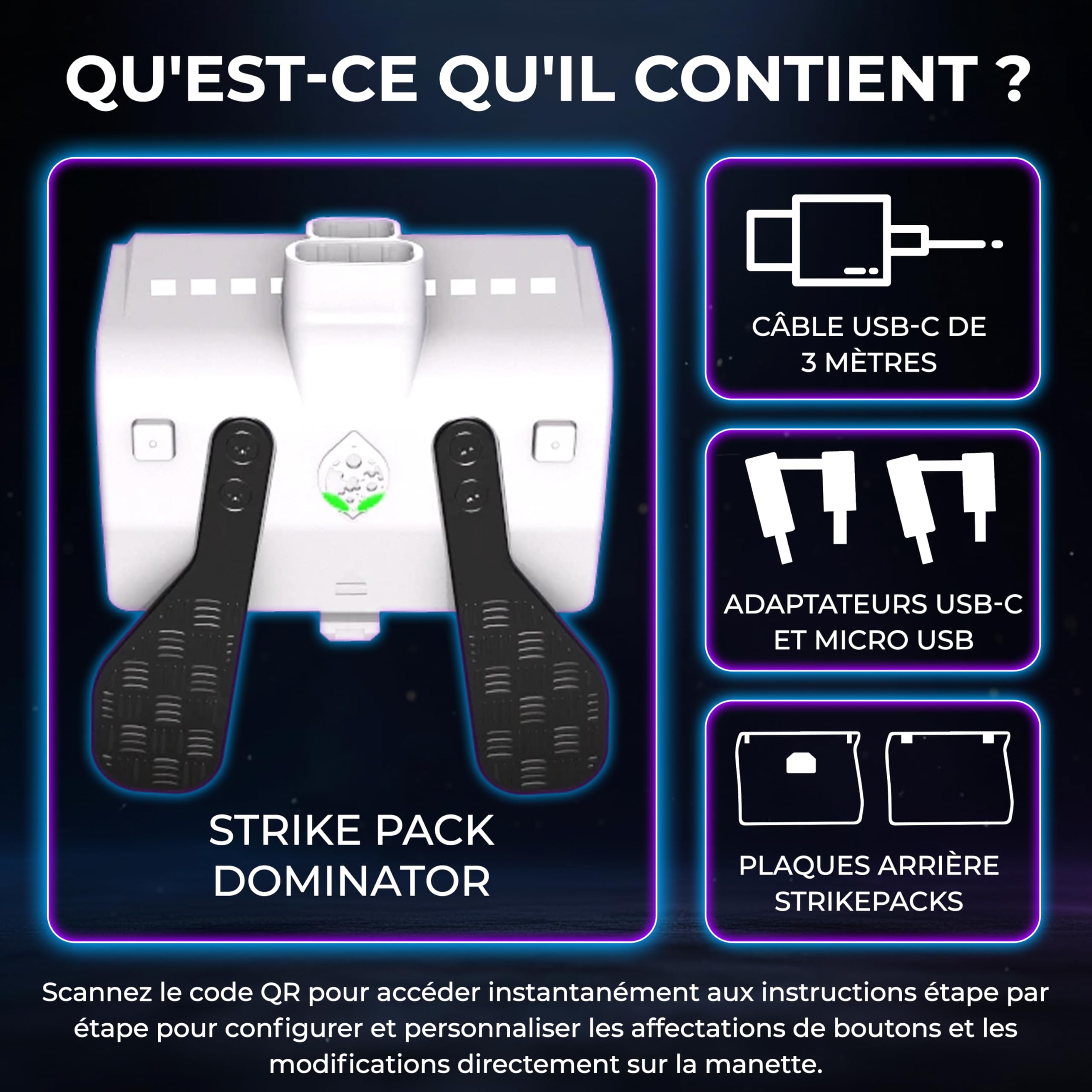 Collective Minds Strike Pack ‘Dominator’ pour manette Xbox câblée Kit MOD personnalisable avec 2 palettes arrière pour Xbox programmables Accessoire pro pour joueurs | Compatible Xbox Series X|Set One