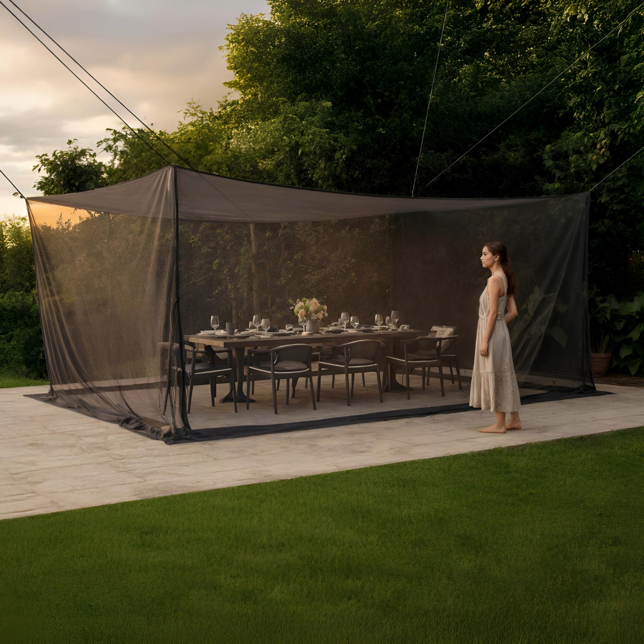 Mosquitera XXL 300 x 500 x 250 cm malla 220 negro 5 m para tienda caravana