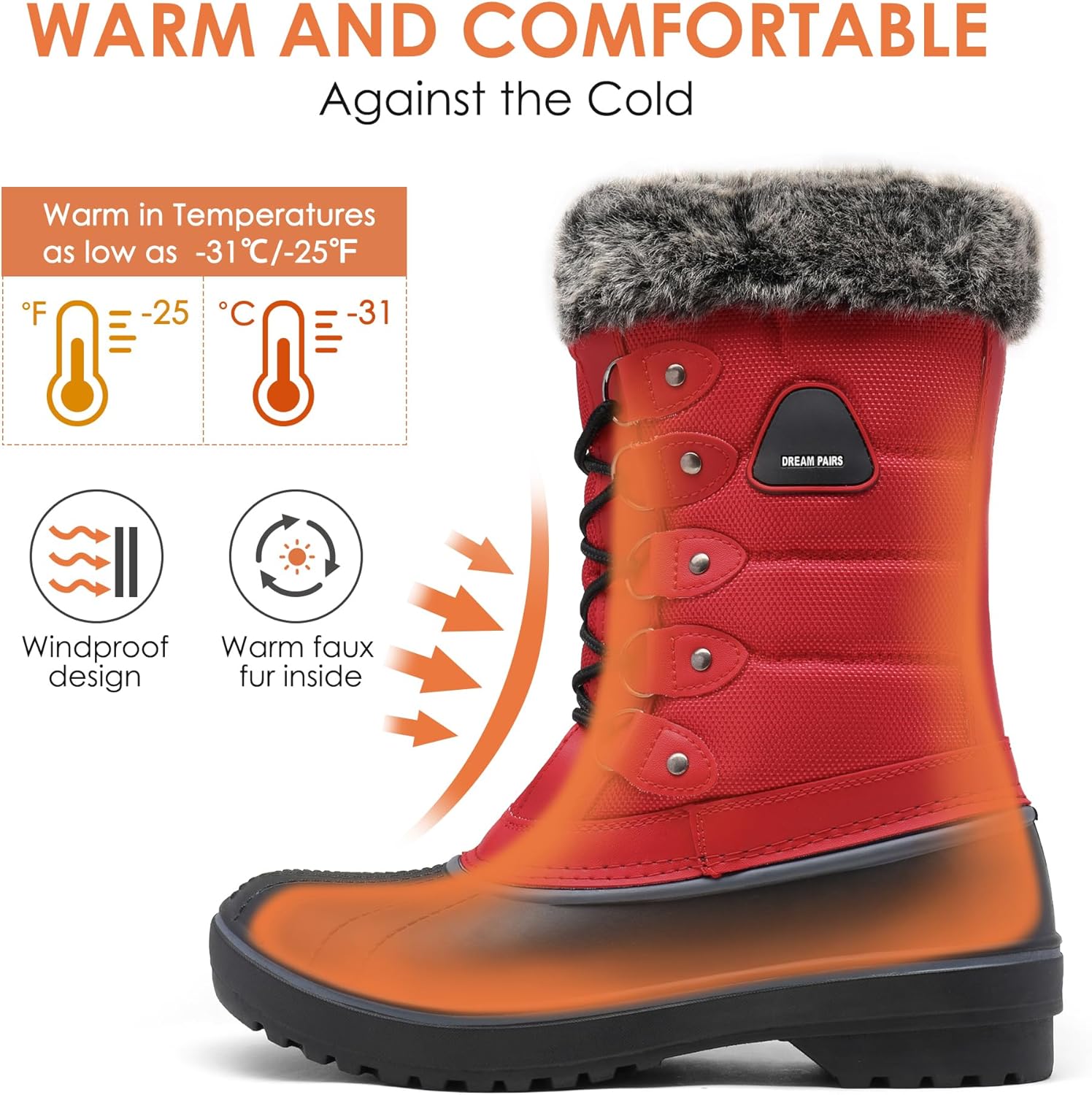  | DREAM PAIRS Women's Snow Boots,Size 5,Red,DP-Canada | Snow Boots