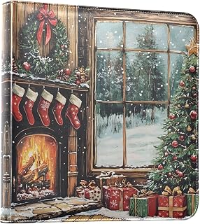 Christmas Oil Painting 1 Photo Album Large Self Adhesive Scrapbook Albums Book DIY for 2×3 4×6 5×7 6×8 Pictures Leather Cover Personalized