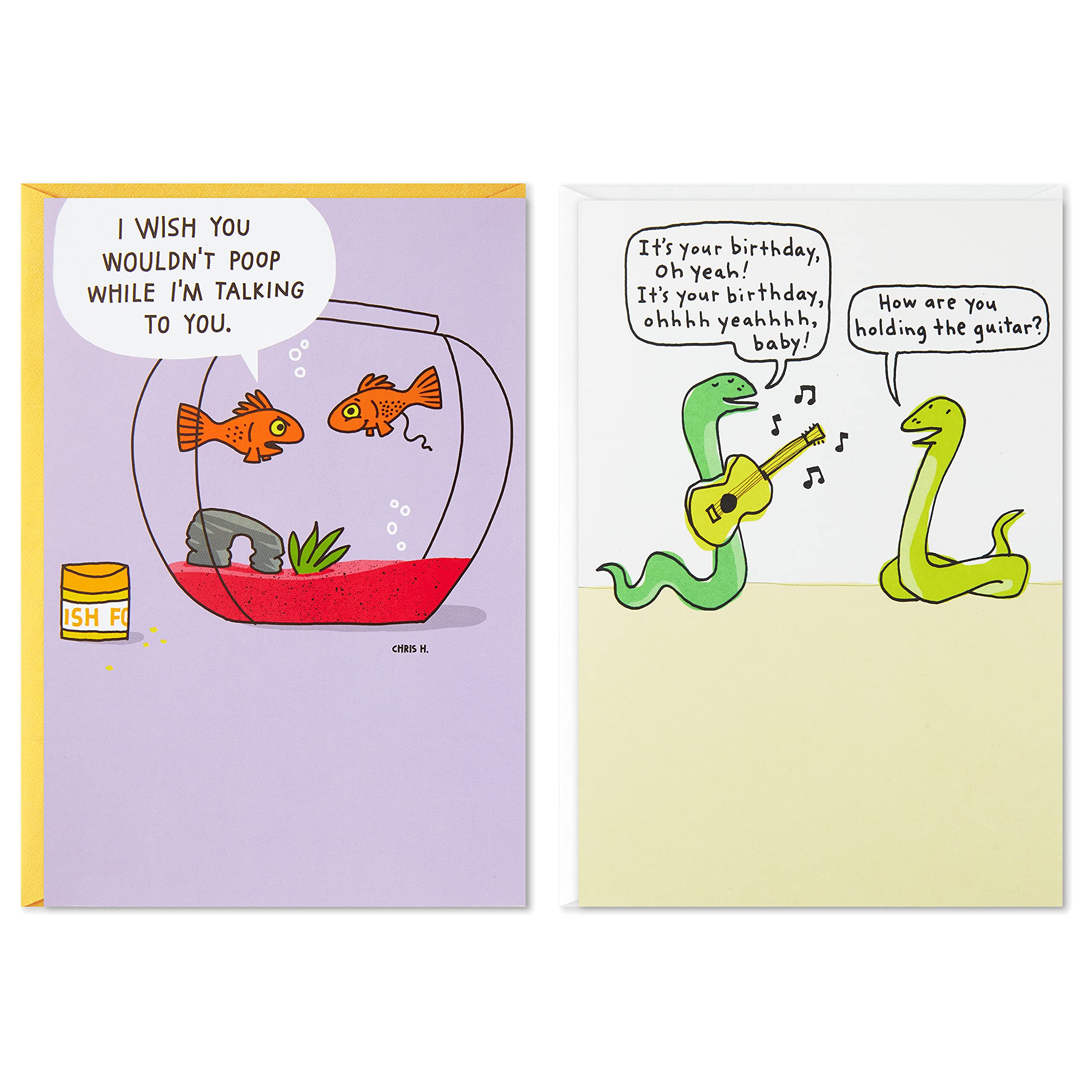 Amazon.com : Hallmark Shoebox Pack of 2 Funny Birthday Cards (Snakes,  Goldfish), (699RZG1105) : Office Products