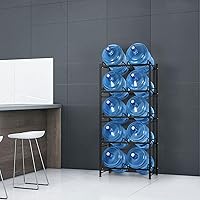 Vista 5 de Soporte para botellas de agua de 5 galones de 5 niveles, enfriador de agua con 10 ranuras, estante de almacenamiento de jarra de agua resistente