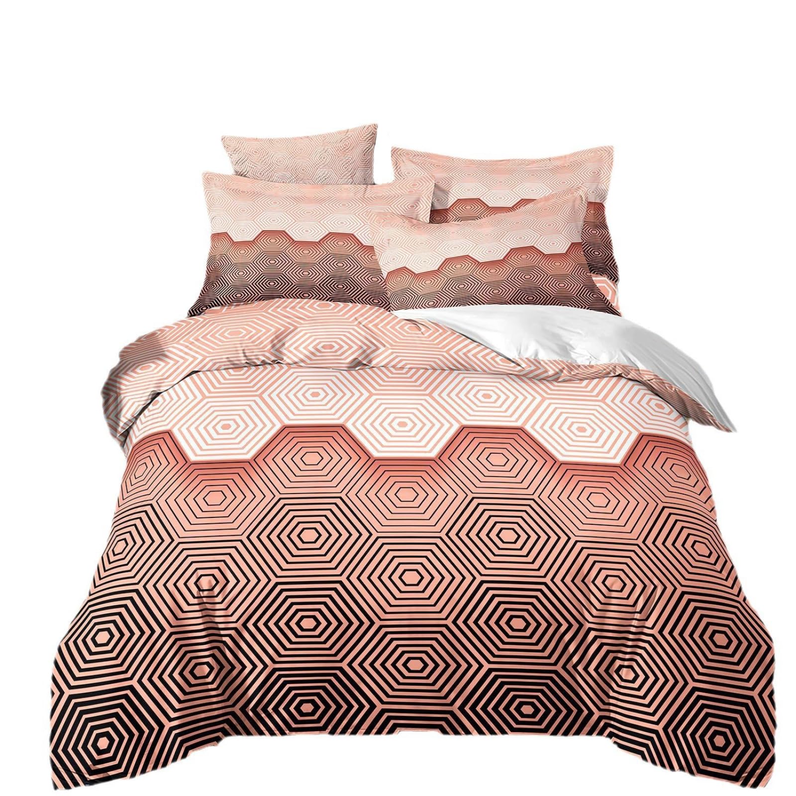 Dwetcxo King Size Duvet Cover Sets Pink Abstract Kingsize Duvet Cover Sets Microfiber Breathable King Size Bedding Soft Bedding with Zipper Closure+2 Pillowcases 50x75cm 220x240cm