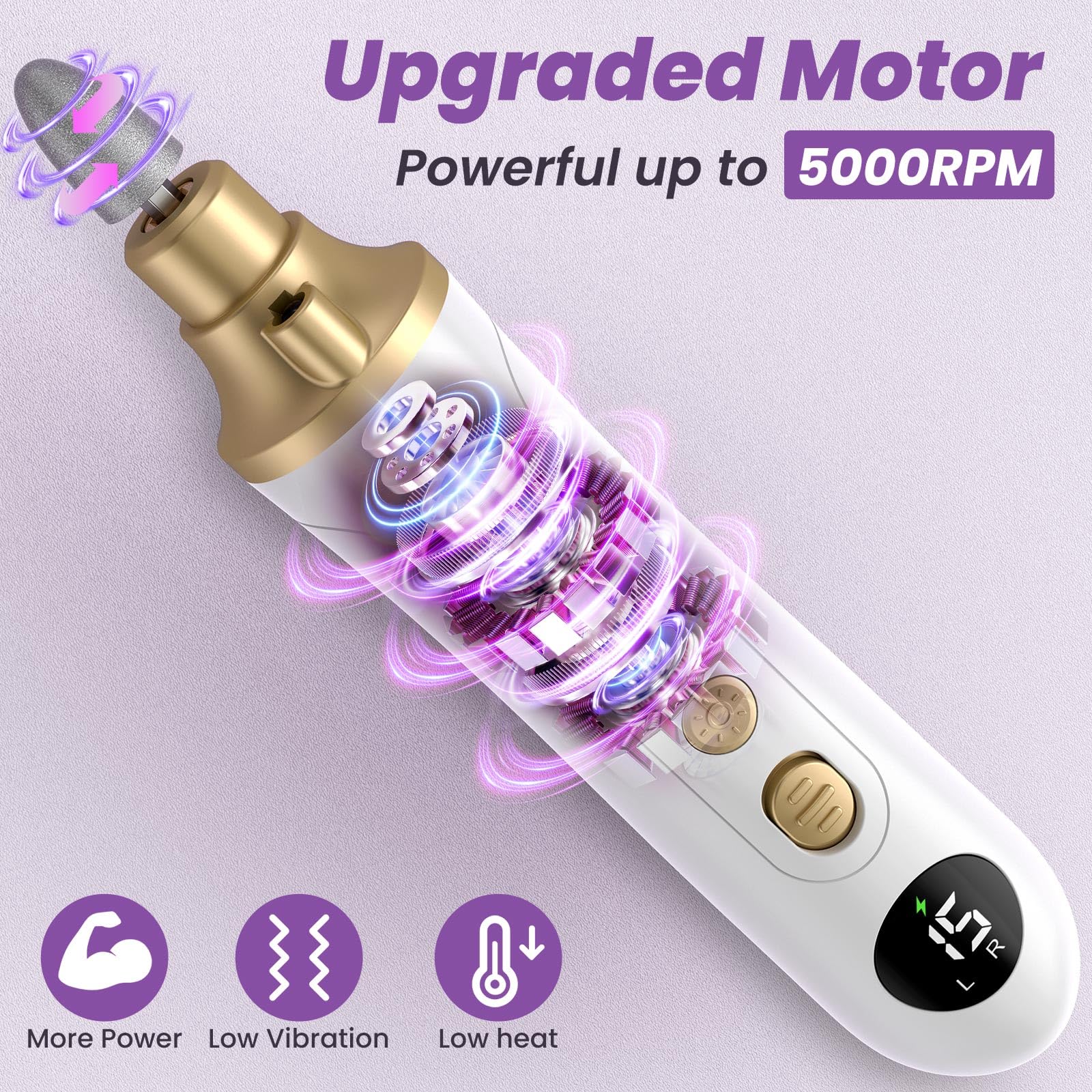 Electric Nail File, Cordless Nail Drill Machine 15 Speeds - Image 4