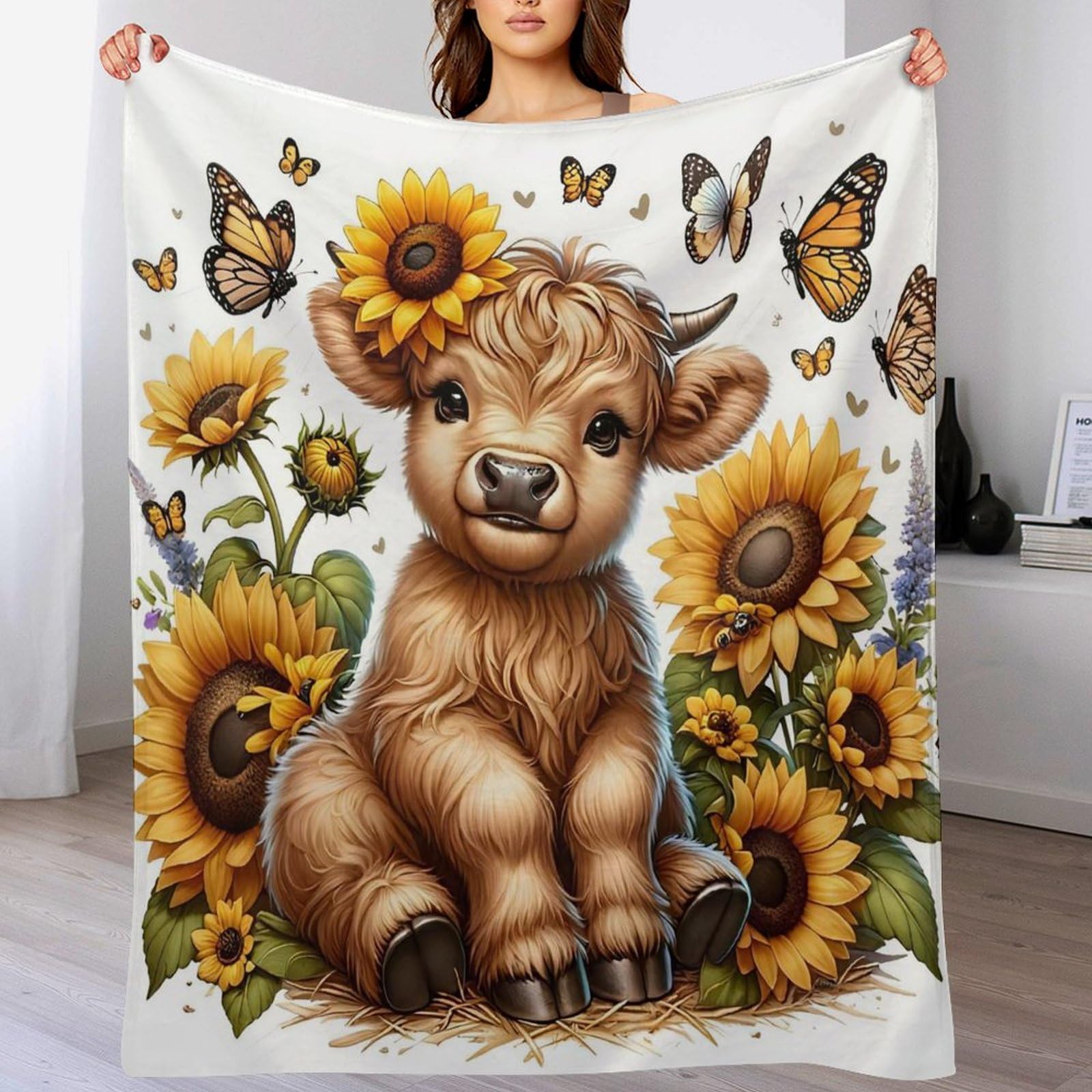 Couvertures en vache mignonne en flanelle de qualité supérieure pour lit