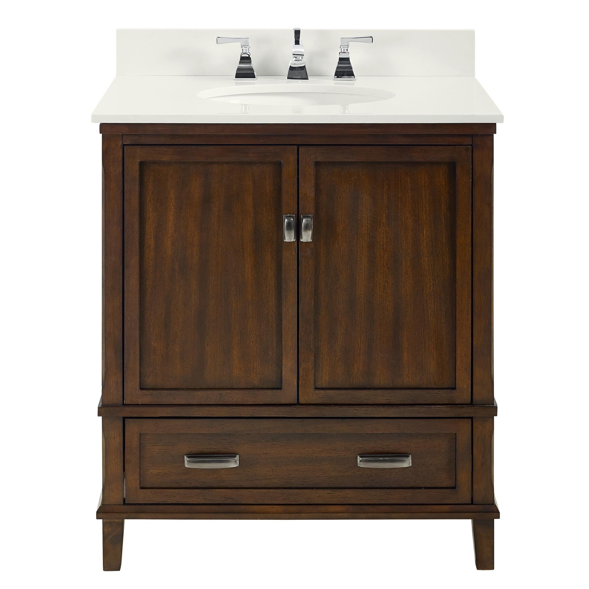 Dorel Living Otum 30” Bathroom Vanity, Dark Walnut. broke sink. the