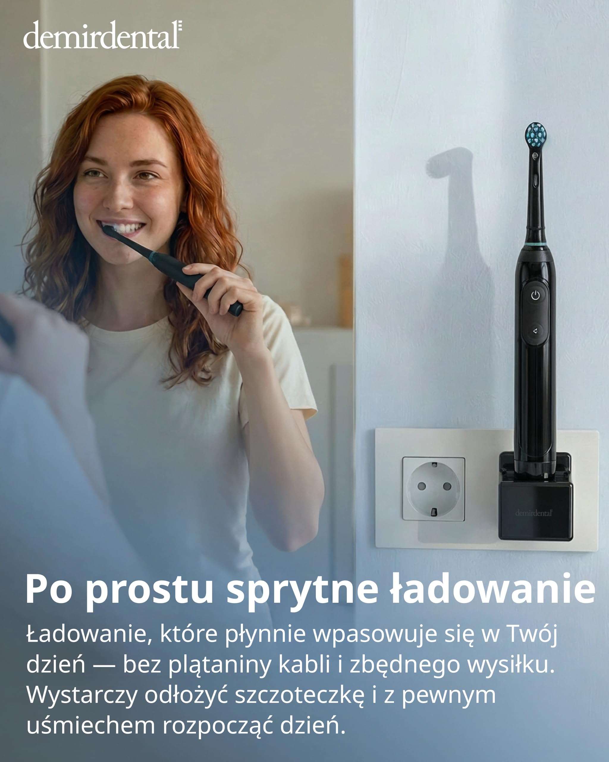 Ładowarka do Oral-B – kompaktowa stacja ładująca bez plątaniny kabli do gniazdka, IPX7 – bezpieczne użytkowanie, kolor czarny, demirdental