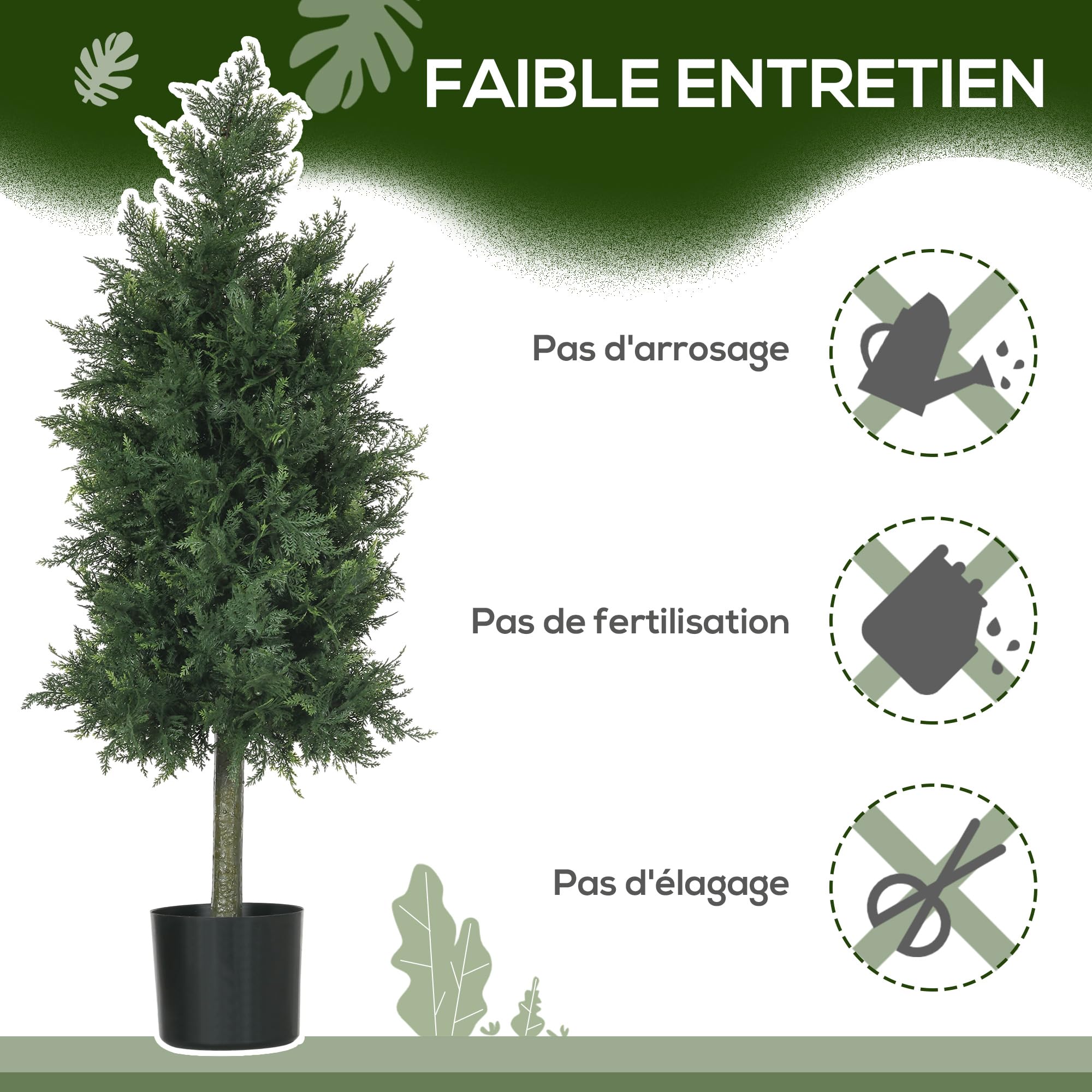 HOMCOM Lot de 2 Plantes artificielles Cèdre avec Pot Conifère 90 cm Vert | Pour Intérieur et Extérieur, Arbre Artificielle, 38L x 12,5l x 90H cm, Hauteur 90 cm