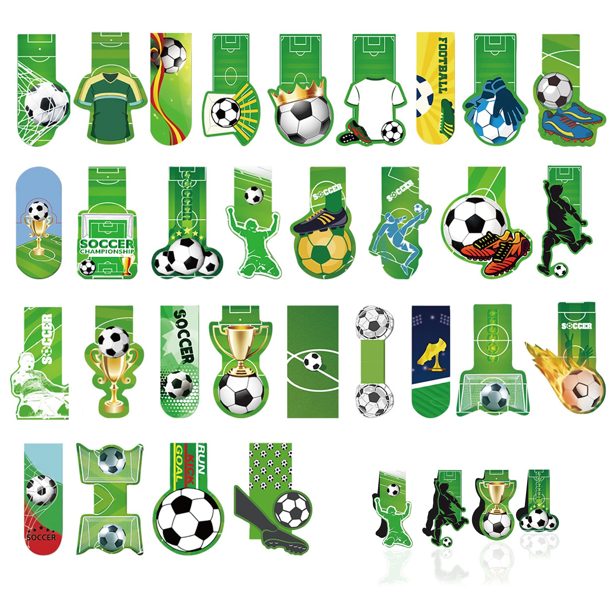 34 Pcs Football Magnetic Bookmarks, Soccer Style Reading Clips