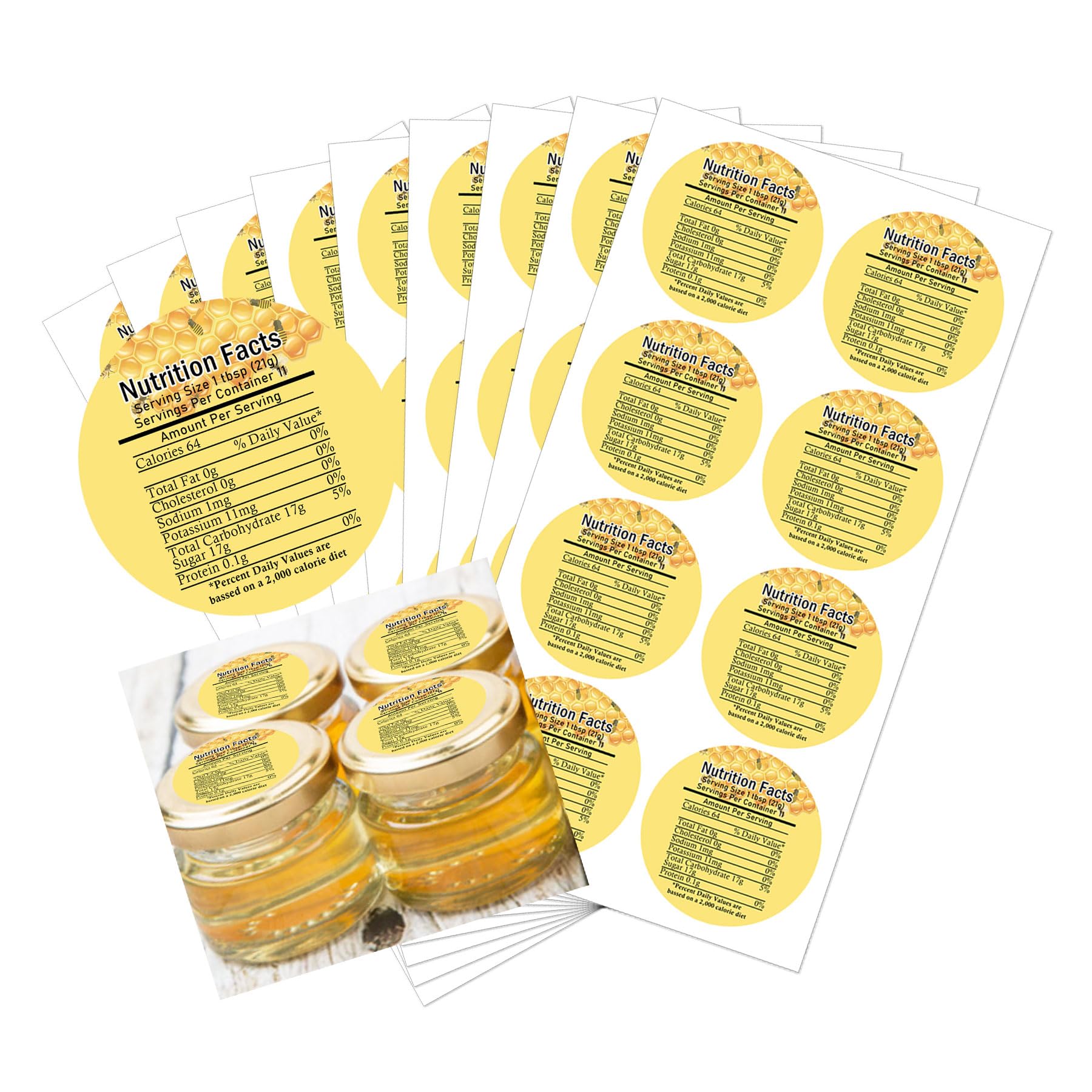 Honey Nutrition Labels - Mason Jar Labels 2 Inch - Canning Label for Homemade Honey Jars - 60 Pcs (Medium)