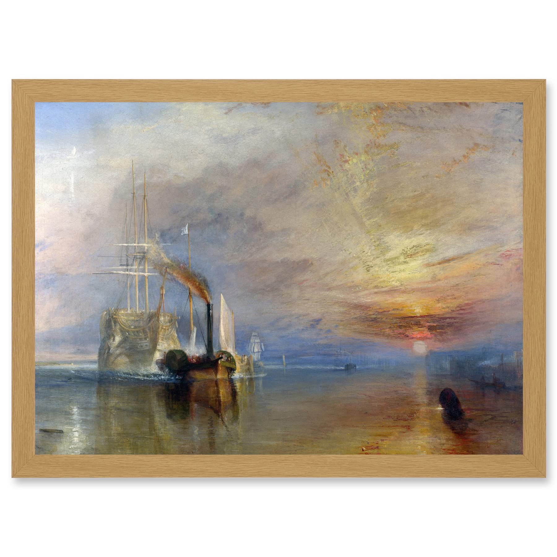 Turner The Fighting Temeraire Ship Painting - Framed Wall Art Print - A4 - Artery8