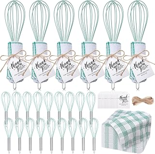 Honeydak 48 Pcs 10 Inch Whisks and Waffle Tea Towels Bulk for Cooking Heat-resistant Silicone Whisks with Thank You Tags for Bridal Shower Gifts for Guests Wedding Favors Baby Shower Party Game Prizes
