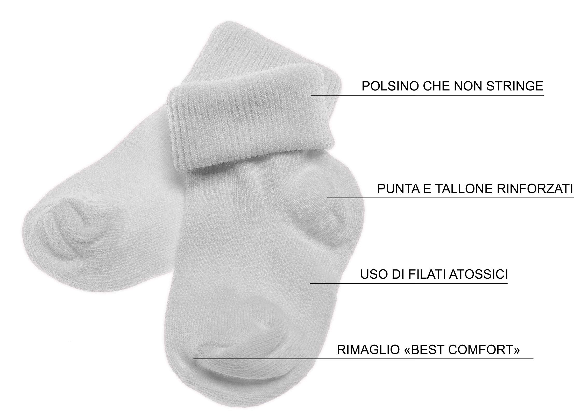 PETTI Artigiani Italiani Calze Neonati Calzino Intimo Bambini 6 Paia