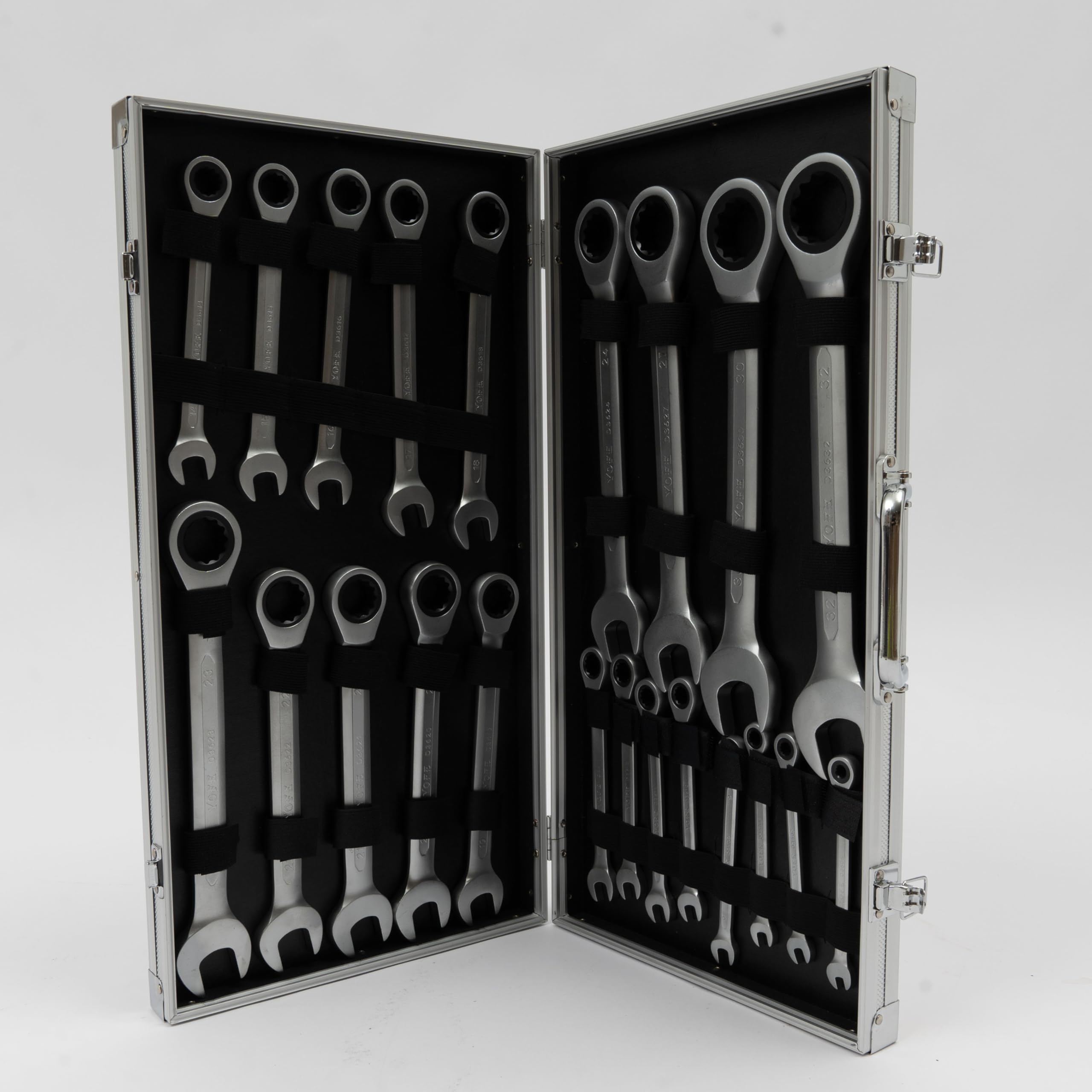 Juego de llaves de carraca de 22 piezas, 6-32 mm, juego de llaves combinadas para taller, industria, coche