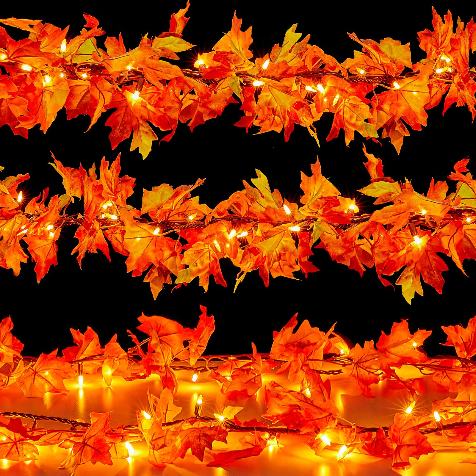 Dirnun 9FT Plug in Fall Garland with Lights