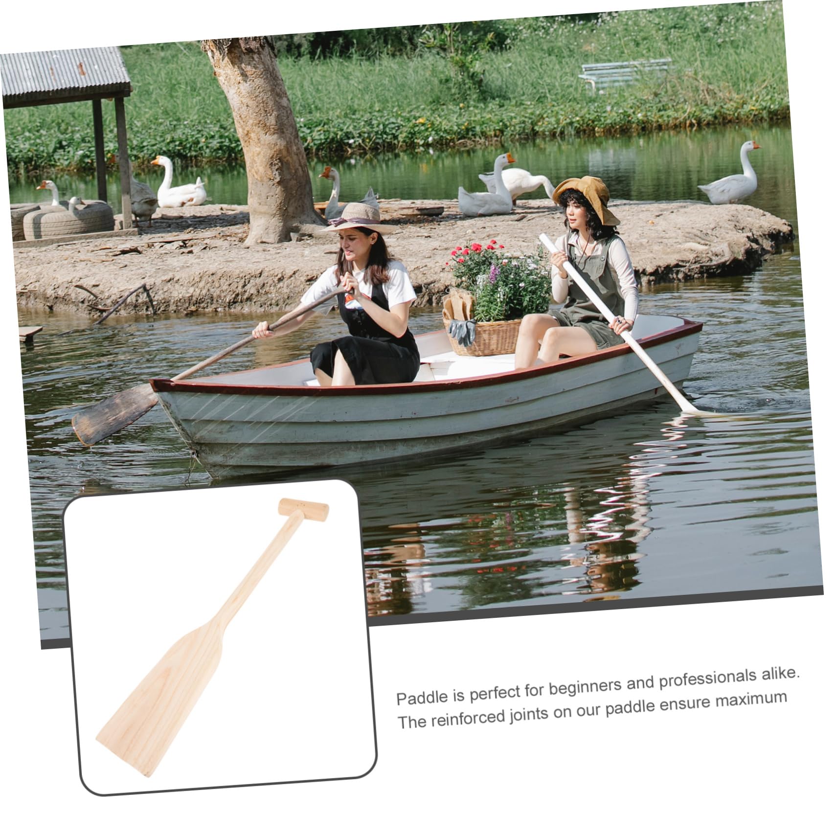 HOODANCOS 19.5in Boys and Girls Canoe Paddle Wooden Boat Oars Sturdy Wood Paddle for Boys and Girls