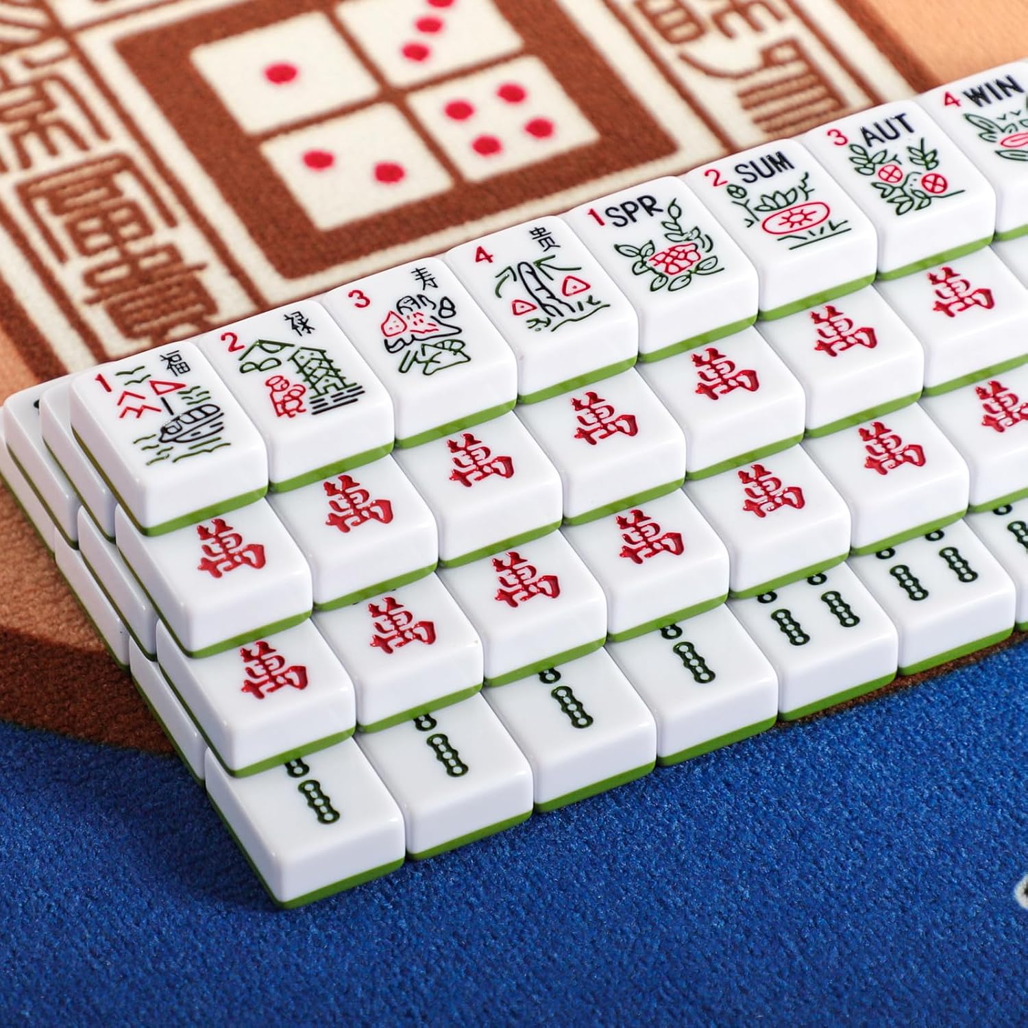 Mahjong Tiles Set, American Mahjong Game Set with 166 Premium Green Tiles (1.2’’,Standard Size) & Carrying Case,Racks & Pushers Not Included