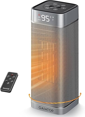 Gaiatop Calentadores de espacio para uso en interiores, calentador eléctrico portátil con termostato, calentador de cerámica PTC de 1500 W con