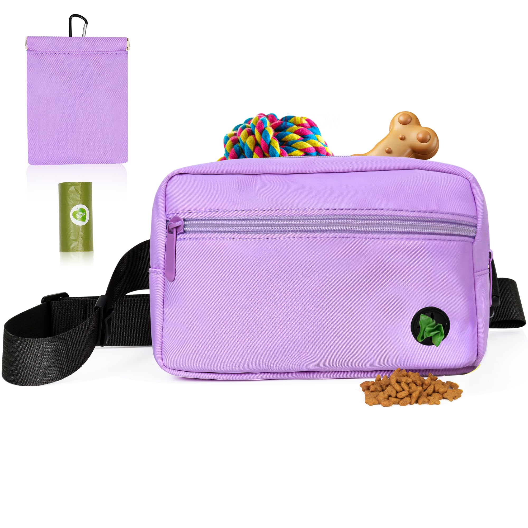 Dog Walking Bag with Carabiner, Puppy Training Bag Fanny Pack for Dogs Treats Dog's Treat Pouch with Poop Bags Holder