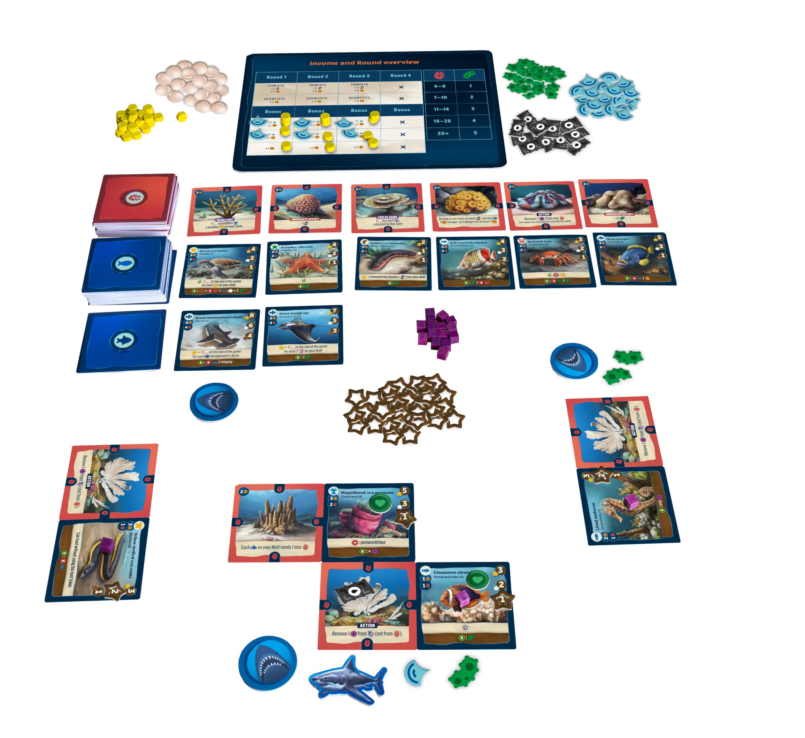 ALBI Atoll, in Englisch - Familienstrategie-Brettspiel zur Schaffung eines Korallenriff-Ökosystems für 2-4 Spieler, ab 12 Jahren, Blau