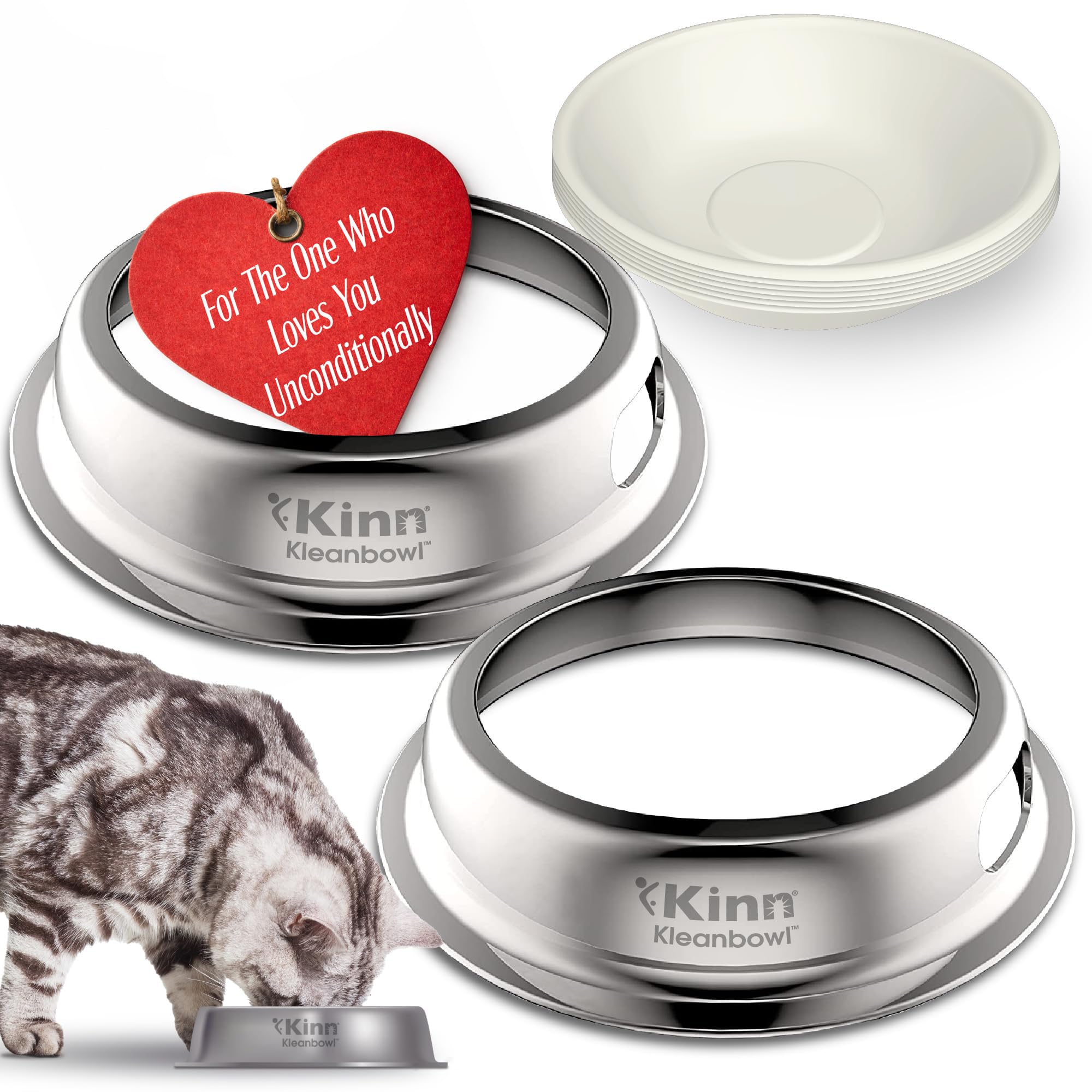 Kinn Whisker Fatigue Cat Bowl, Compostable & Disposable for Food & Water, 24oz (2 Pk) Whisker Friendly Cat Dish for Owners Needing Convenience and