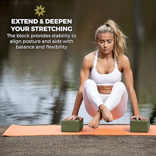 Miniatura 5 de Sunshine Yoga Bloque de yoga de 4 pulgadas, paquete de 10 bloques de yoga de espuma EVA a granel, ladrillo de yoga firme y de apoyo, espuma de Verde