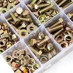 579PCS Grade 8 Heavy Duty Bolts and Nuts Washers Kit, 1/4-20 5/16-18 3/8-16 Hex Bolts Nuts Assortment Kit, Includes 15 Most Common Sizes