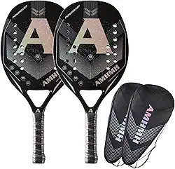 Kit 2 Raquetes de Beach Tennis Profissionais de Fibra de Carbono 3K e 2 Bolsas porta-raquete