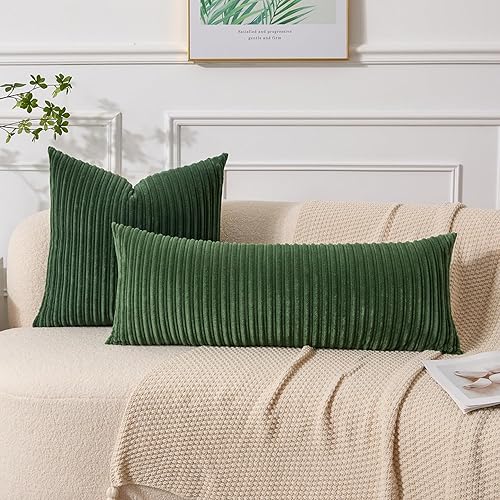 Miniatura 703 de UGASA - Juego de 2 fundas de almohada de terciopelo a rayas, funda decorativa para cojín con cremallera oculta para el hogar, sofá, dormitorio,