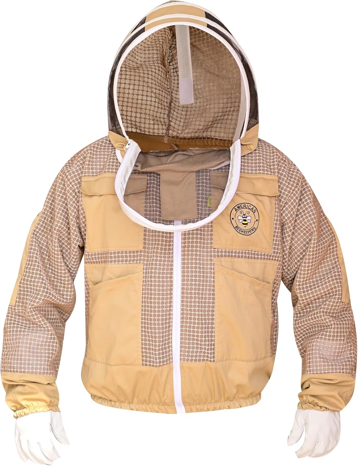 3 Layer Beekeeping Jacket With Fencing Veil One Pairs Gloves Ventilated Protection Bee Jacket