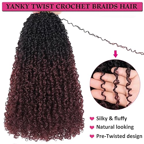 Miniatura 10 de Unionbeauty - Cabello de ganchillo pretrenzado Yanky Twist de 8 pulgadas, 2 paquetes de cabello corto pretrenzado de ganchillo Passion Twist Mini