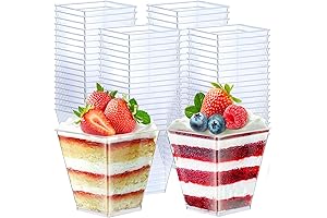 Zubebe 100 Pack Square Plastic Dessert Cups (8 oz)