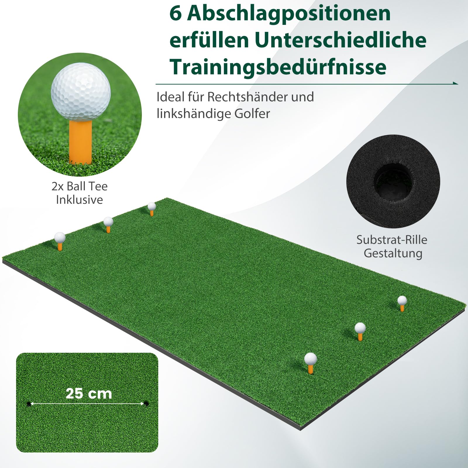 GOPLUS Golf Abschlagmatte, 152x92 cm / 152x117 cm Golf Übungsmatte mit 2 Ausrichtungsstäben & 2 Golf Tees, Golf Trainingsmatte für für Golfliebhaber & Anfänger, drinnen & draußen