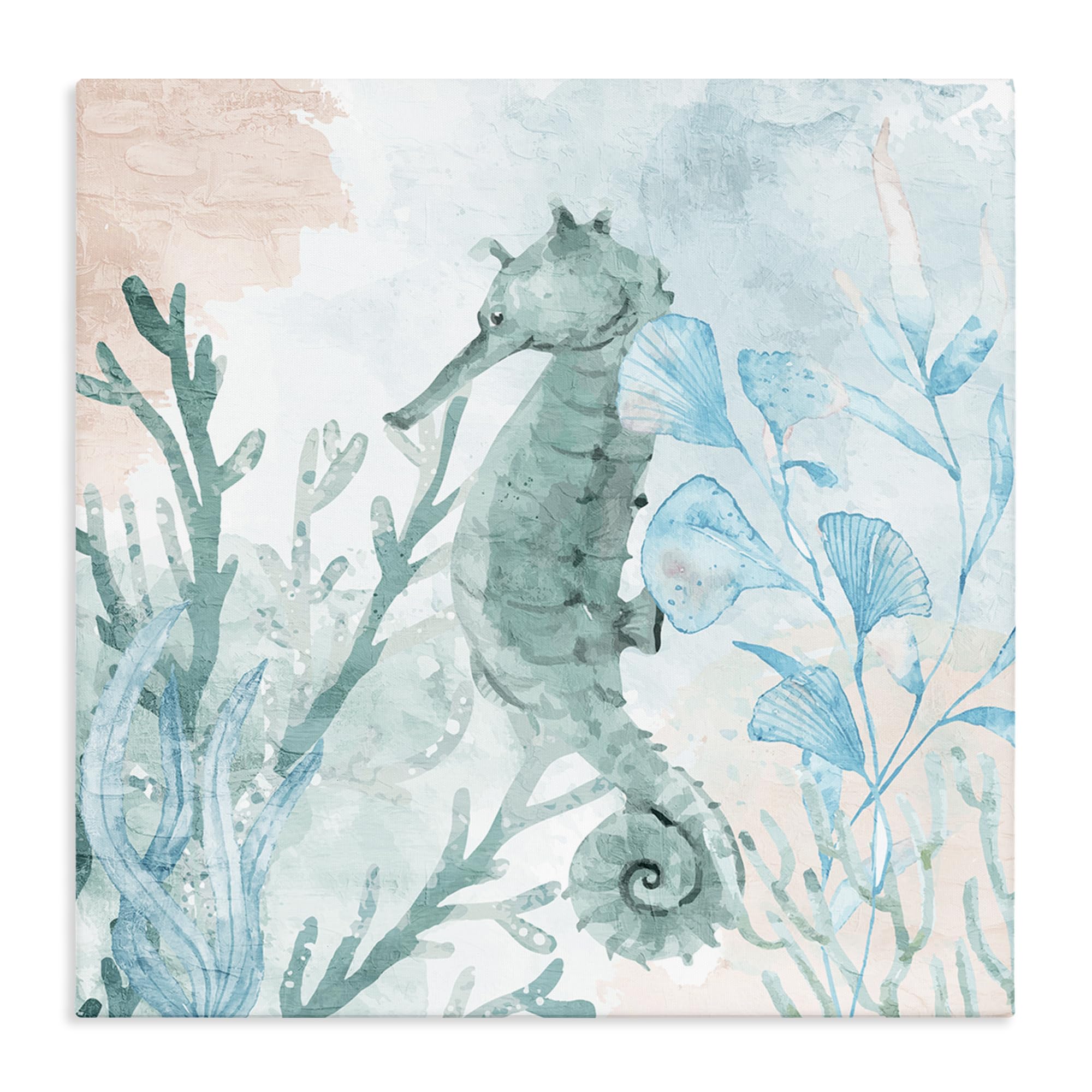 Stupell Industries Tranquil Seahorse Underwater Scene 'Seahorse Sea Swim', Canvas Art, 30 X 30 Inches, Easy To Hang And Sturdy, Made In Usa, By Kim Allen