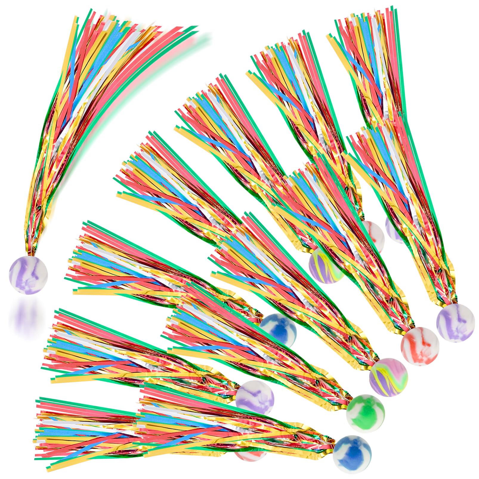 inheming 20 PCS Comet Balls with Colorful Streamers, Rubber Bouncy Balls for Kids Birthday Party Favors, Baby Shower Goody Bag Filler